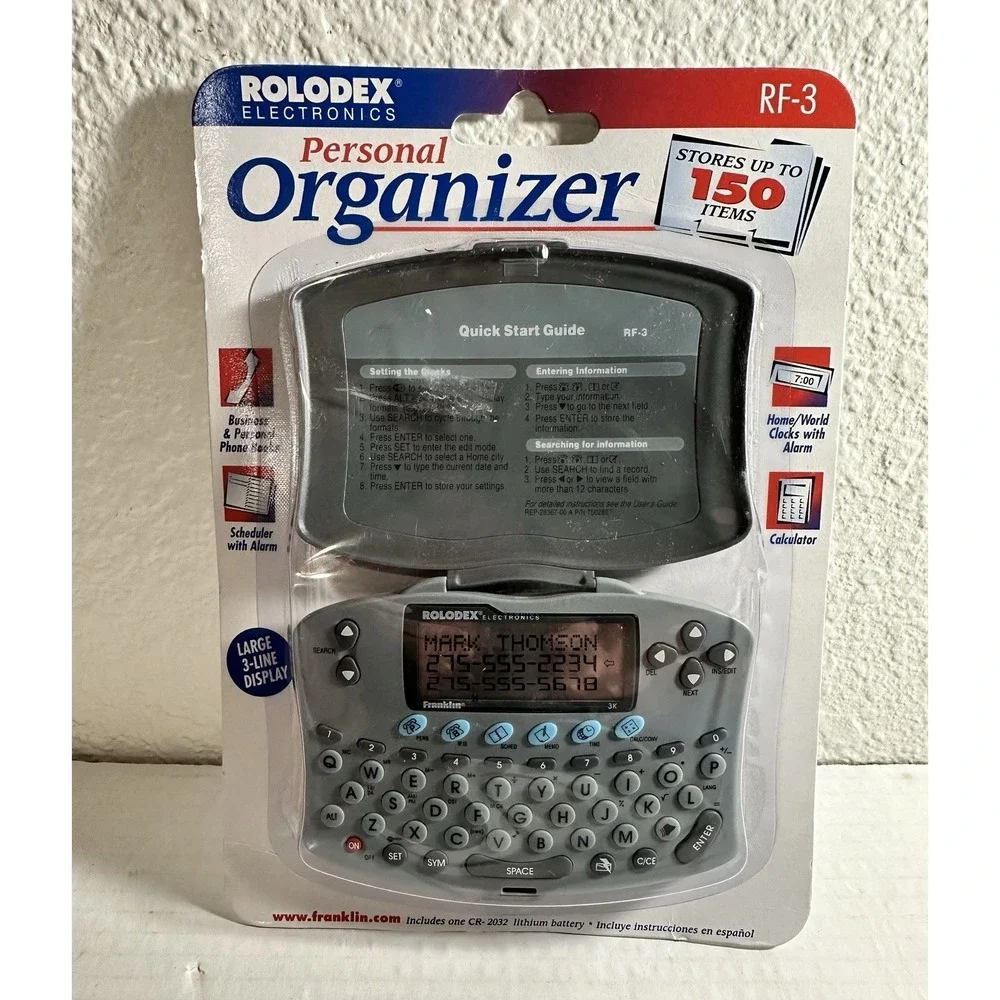 Vintage‎ 1999 Rolodex Pocket Organizer Clock Calculator RF-3 Storage Phone Book